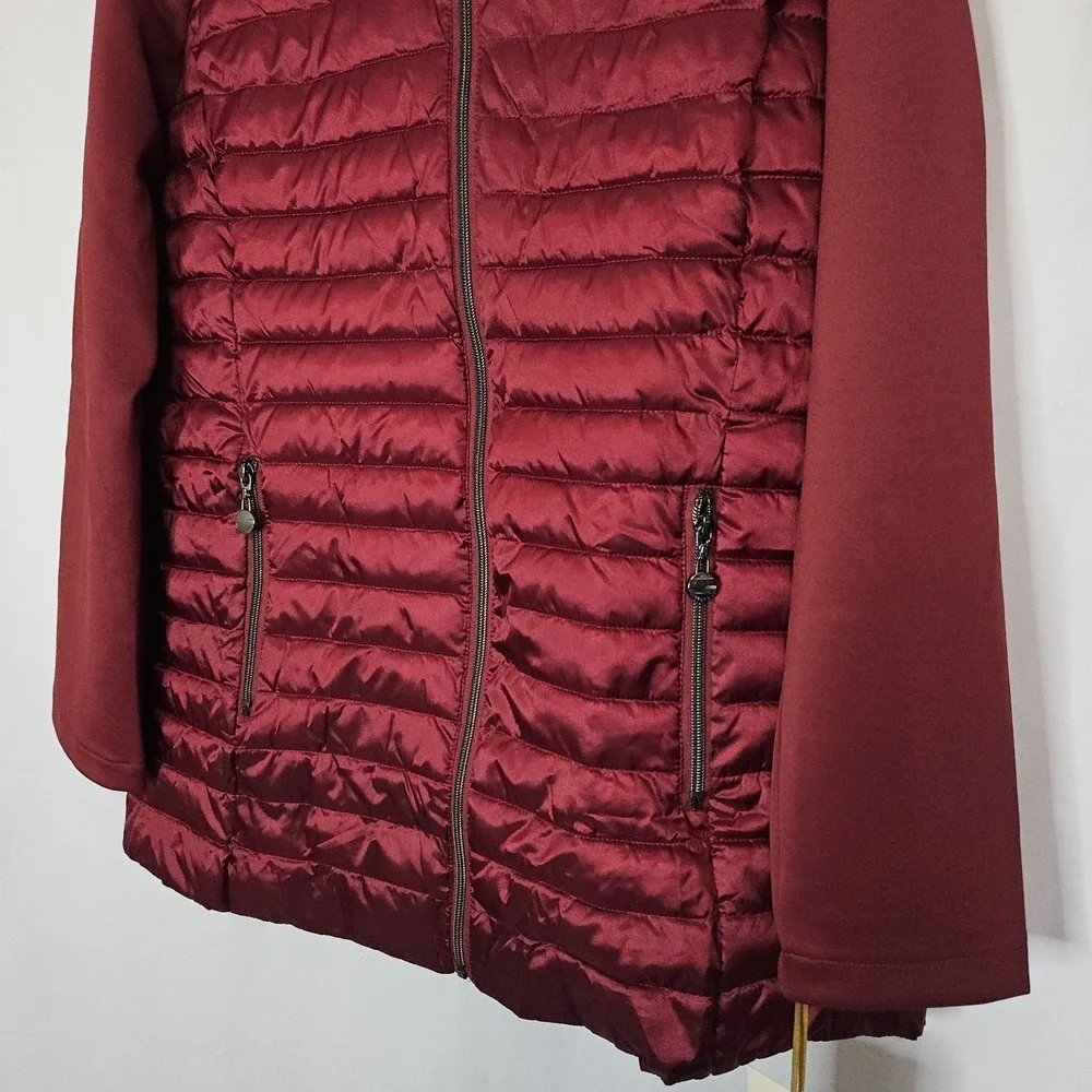Laurier & Co Montreal Hybrid Puffer Jacket Womens M Burgundy‎ NEW Hooded
